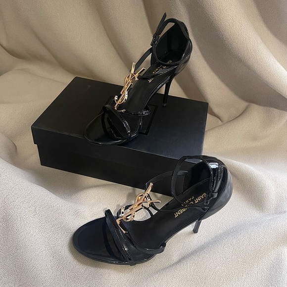 Saint Laurent Cassandra Sandals In Patent Leather - Picture 1 of 7